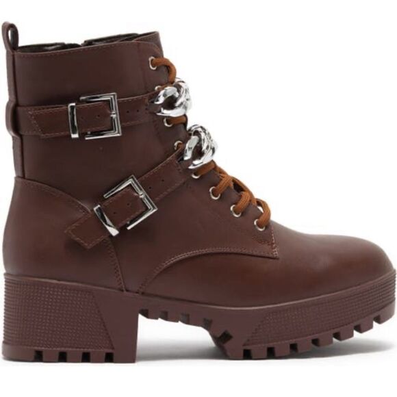 Cape Robbin Koda Chainlink Lace Up Platform Boot Size 8 - Picture 3 of 5